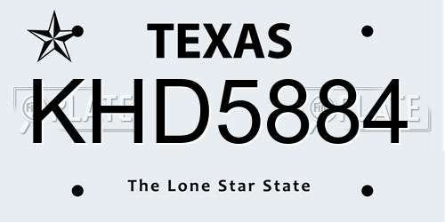 KHD5884 Texas License Plate