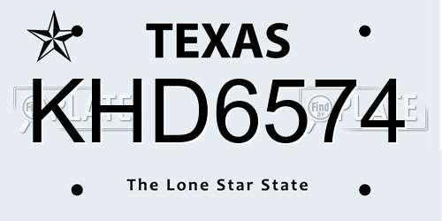 KHD6574 Texas License Plate