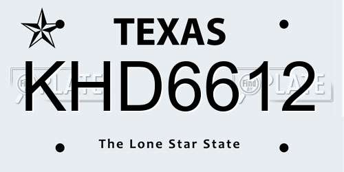 KHD6612 Texas License Plate