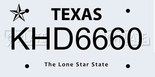 KHD6660 Texas License Plate