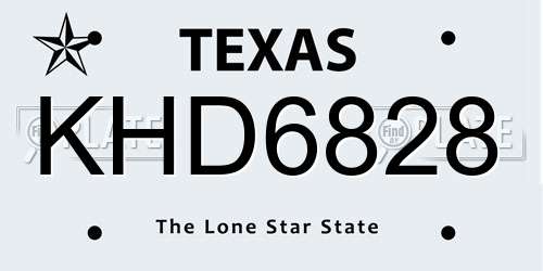 KHD6828 Texas License Plate