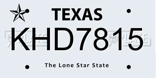 KHD7815 Texas License Plate