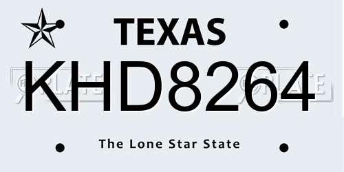 KHD8264 Texas License Plate