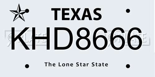 KHD8666 Texas License Plate