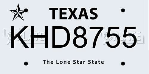 KHD8755 Texas License Plate