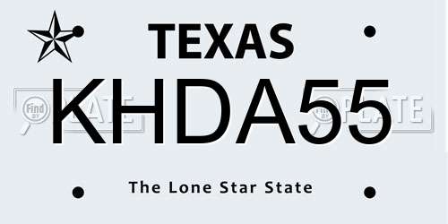 KHDA55 Texas License Plate