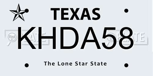 KHDA58 Texas License Plate