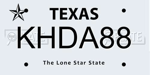 KHDA88 Texas License Plate
