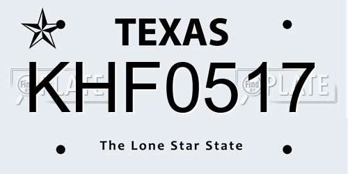 KHF0517 Texas License Plate