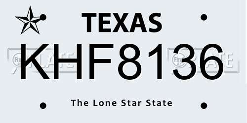 KHF8136 Texas License Plate
