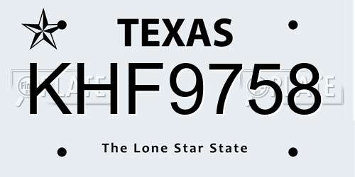 KHF9758 Texas License Plate