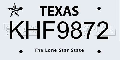 KHF9872 Texas License Plate