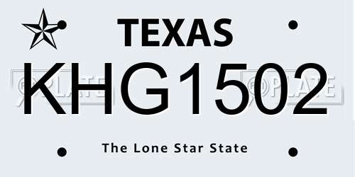 KHG1502 Texas License Plate