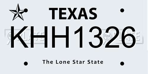 KHH1326 Texas License Plate