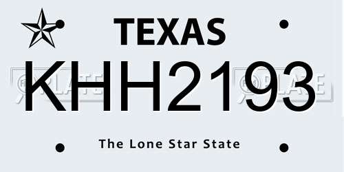 KHH2193 Texas License Plate