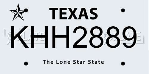 KHH2889 Texas License Plate