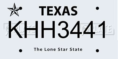 KHH3441 Texas License Plate