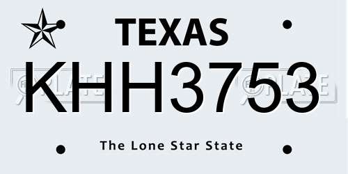 KHH3753 Texas License Plate