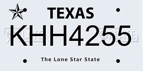 KHH4255 Texas License Plate