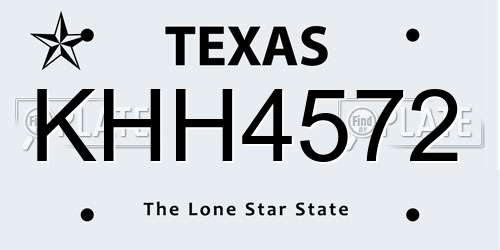 KHH4572 Texas License Plate
