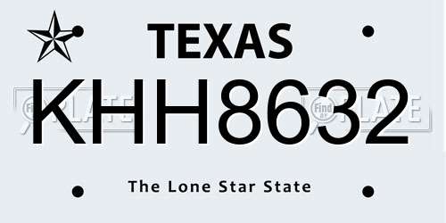 KHH8632 Texas License Plate
