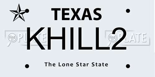 KHILL2 Texas License Plate