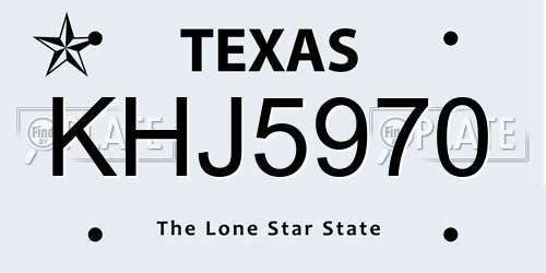 KHJ5970 Texas License Plate