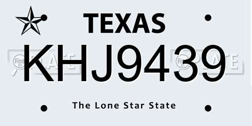KHJ9439 Texas License Plate