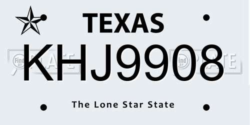 KHJ9908 Texas License Plate