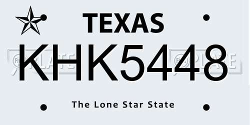 KHK5448 Texas License Plate