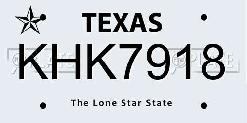 KHK7918 Texas License Plate