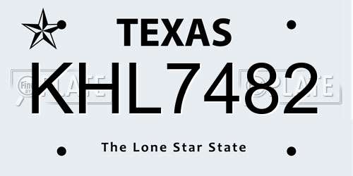 KHL7482 Texas License Plate