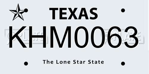 KHM0063 Texas License Plate