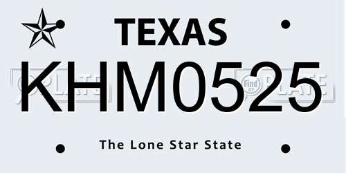 KHM0525 Texas License Plate