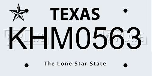 KHM0563 Texas License Plate