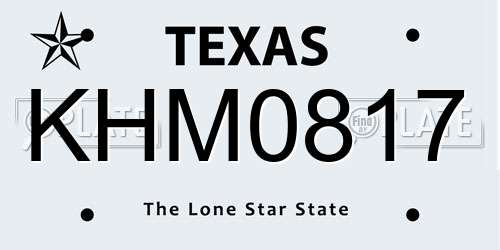KHM0817 Texas License Plate