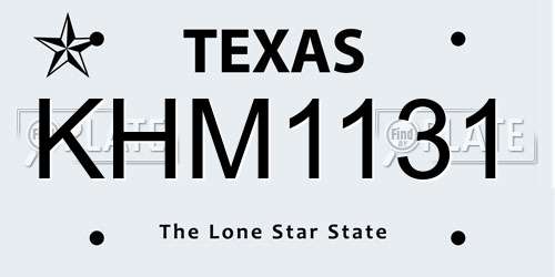 KHM1131 Texas License Plate