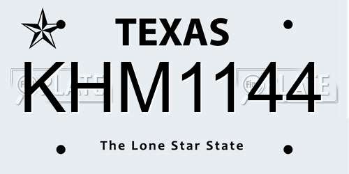 KHM1144 Texas License Plate