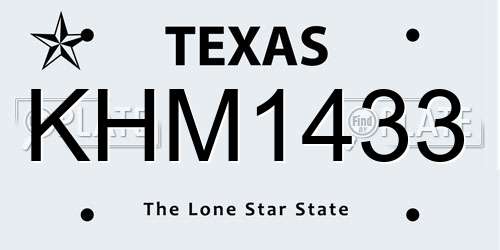 KHM1433 Texas License Plate