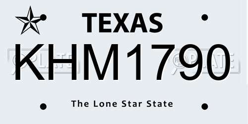 KHM1790 Texas License Plate