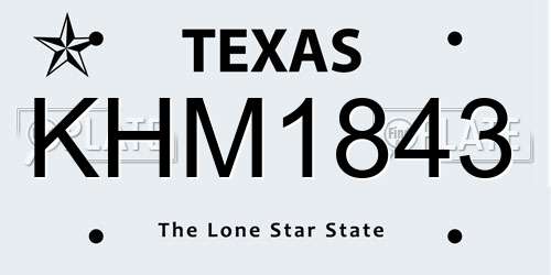 KHM1843 Texas License Plate