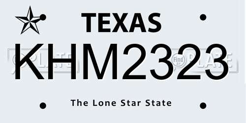 KHM2323 Texas License Plate