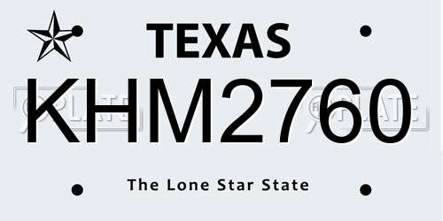 KHM2760 Texas License Plate