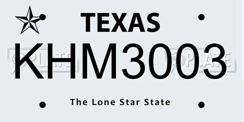 KHM3003 Texas License Plate