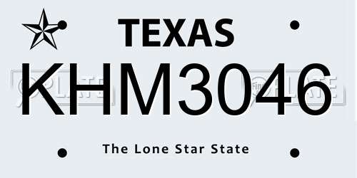 KHM3046 Texas License Plate