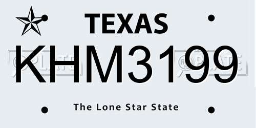 KHM3199 Texas License Plate