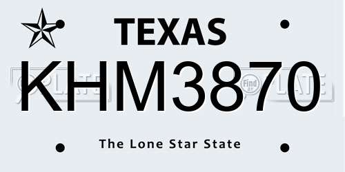 KHM3870 Texas License Plate