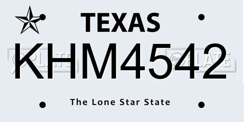 KHM4542 Texas License Plate