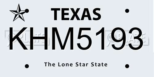 KHM5193 Texas License Plate