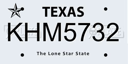 KHM5732 Texas License Plate